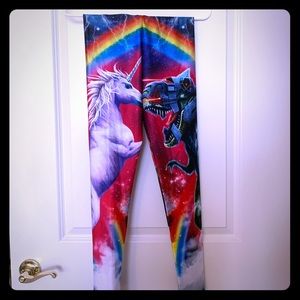 BlackMilk Dinosaur Versus Unicorn Leggings